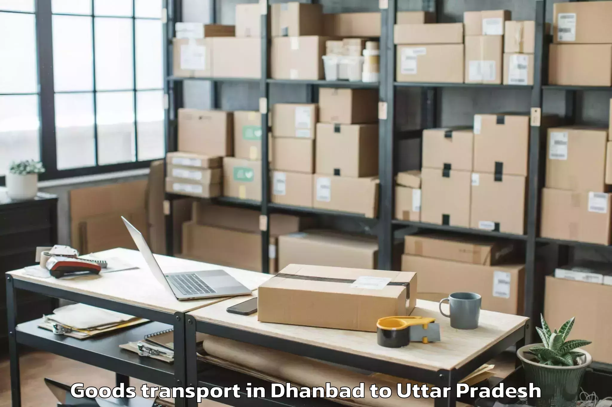 Affordable Dhanbad to Mehndawal Goods Transport